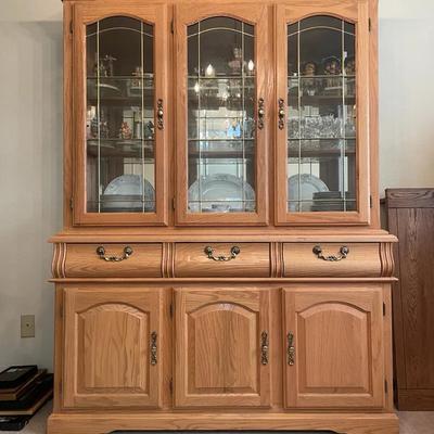 Pacific Frames Oak China Cabinet – Glass Display & Lower Storage