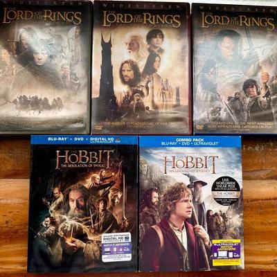 Lord of the Rings Trilogy and The Hobbit Parts 1 & 2 DVD and Blu-ray Collection
