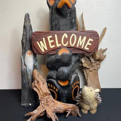 Bear-y Welcome! Rustic Bear Welcome Sign with Woodland Carvings