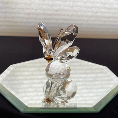 Swarovski Crystal Butterfly Figurine on Mirrored Base