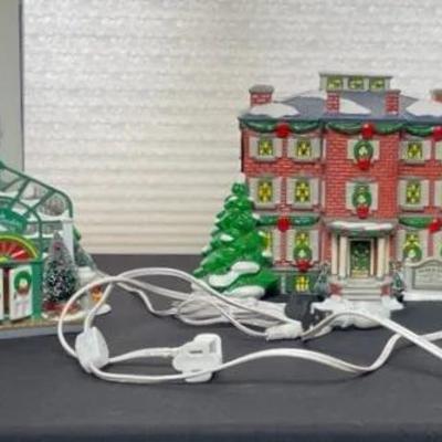 Christmas Snow Village Estate – Old Chelsea Mansion with Greenhouse