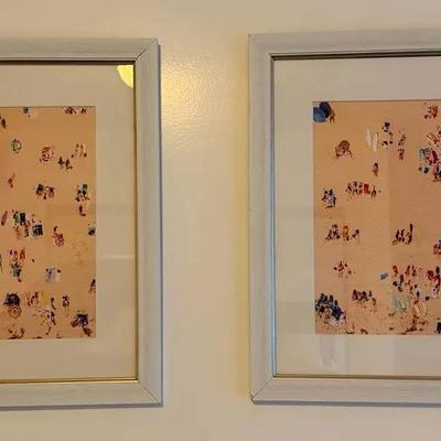 Pair of Framed Aerial Beach Photography Prints – Coastal Wall Art, Approx. 23” x 17” Each