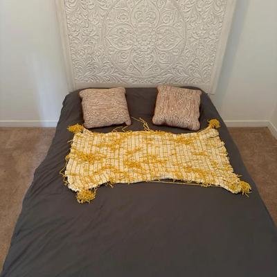 Carved White Wood Headboard w/ Ornate Floral Mandala Design – Statement Bedroom Décor 