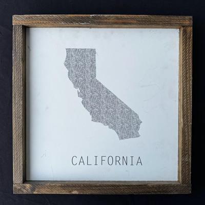 Framed California State Map Wall Art – Rustic Wood Frame – Made in USA