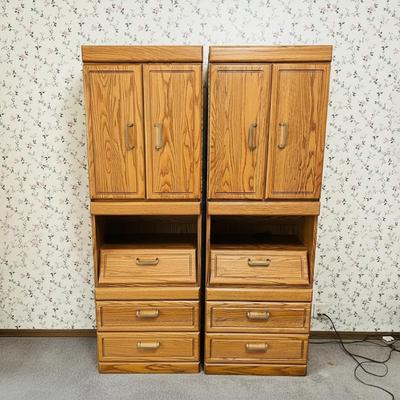 Vintage oak slim cabinets 