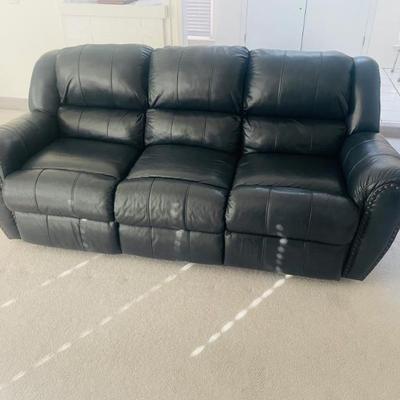 Sale Photo Thumbnail #3: Blue Leather Couch Recliner