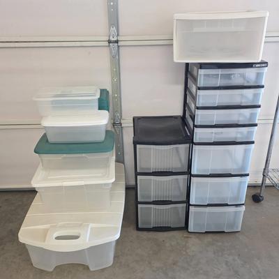 Plastic Totes and Shelving for Home Organization