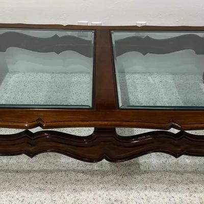 Walnut and Glass Coffee Table