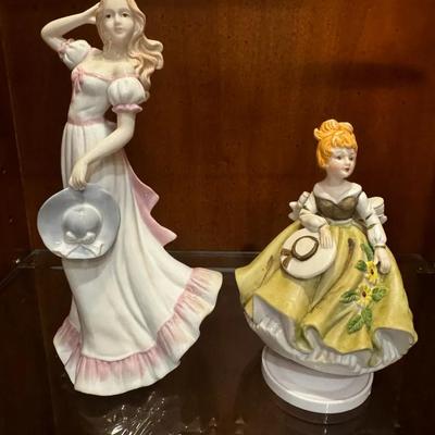 Porcelain Women Figurines with Hats