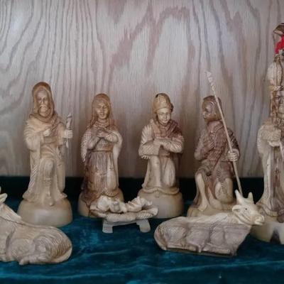 Italian Hand Carved Wood Nativity Set