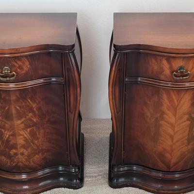 Pair of Vintage Nightstands With Solid Brass Handles