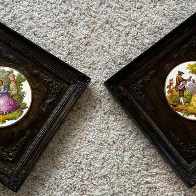 Hand Painted Porcelain in Ornate Frames