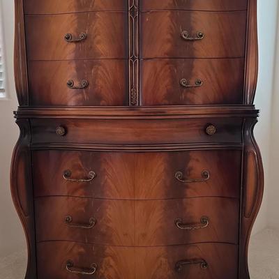 Vintage Wood Highboy Dresser