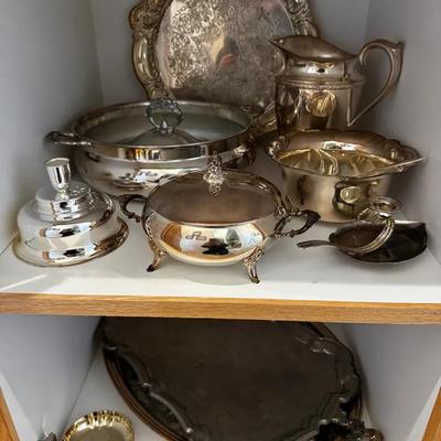 Silver Plate Service Ware Including Large Gorham Tray