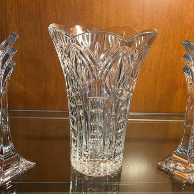 Noritake Full Lead Crystal Vase And Candlesticks 