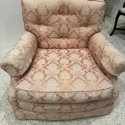 Luxuriously Low Vintage Pink and Cream Chair