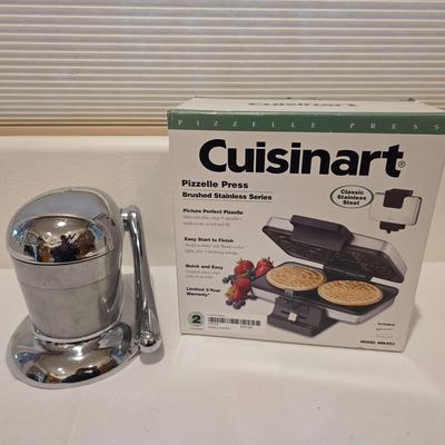 Italian Breakfast! Vintage Chrome Juice-O-Mat And Pizzelle Press