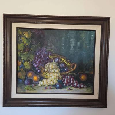 Original Oil Painting of a Fruit Still Life by the Artist V. Lázaro. 