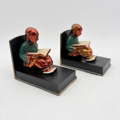 Pair of Antique Heavy Metal Bookends - Roos Brothers