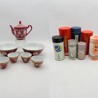 Tea Time - Vintage Tea Set and Tea Storage Tins + Bonus