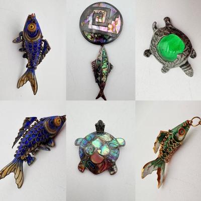 Seaside Jewelry - Fish & Turtle Pendants - Many Sterling