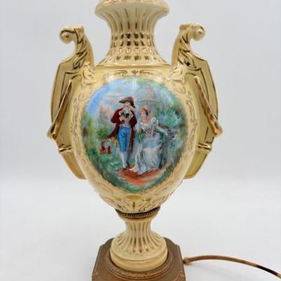 Antique French-Style Hand-Painted Lamp