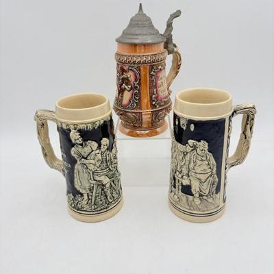 Authentic German Beer Stein Trio