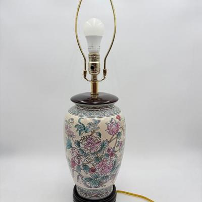 Asian Ceramic Floral Lamp