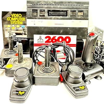 Vintage Atari 2600 "Vader" Console Bundle: Original Manuals, 6 Controllers and Power Supply