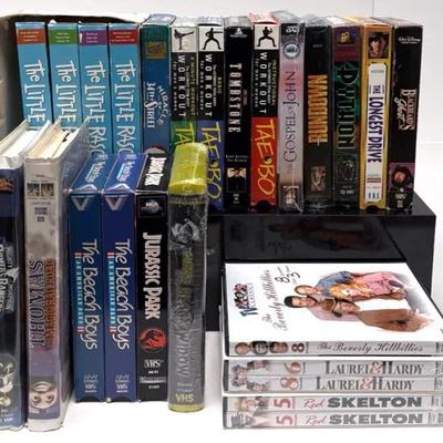 20 VHS Tapes and 5 DVDs Movie Collection