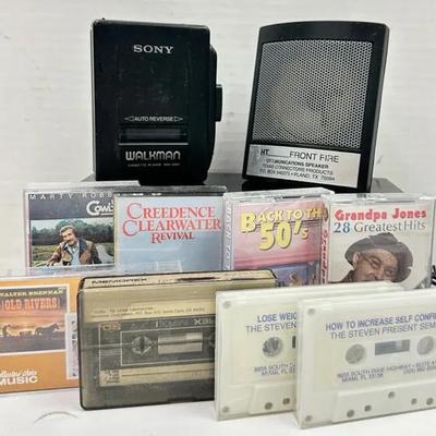 Vintage "Sony" Walkman WM-205 with Speaker and 8 Cassette Tapes