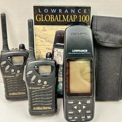 "Lowrance" GlobalMap 100 GPS with Case/Box and Bell Phones FRS Radios