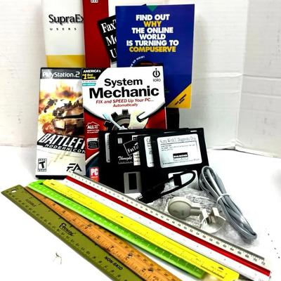 Vintage PS2 Game, Floppy Disks, PC Software and Rulers