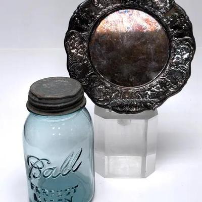 "Wallace" Grand Victorian Silver-Plate and Vintage "Ball" Jar