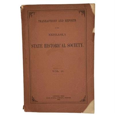 Sale Photo Thumbnail #48: Transactions and Reports of the Nebraska State Historical Society, 1887