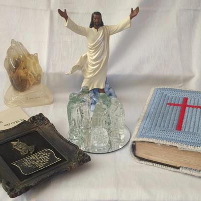 Glass Nativity And Religious Items