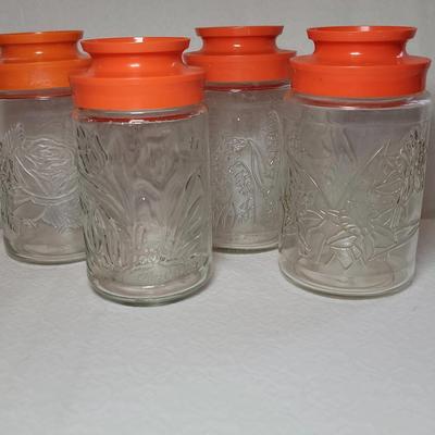 Vintage Anchor Hocking “Tang” Limited Edition Floral Embossed Jars 