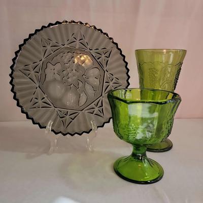 Vintage Fruit Embossed Glass Featuring Indiana  And Federal  Glass