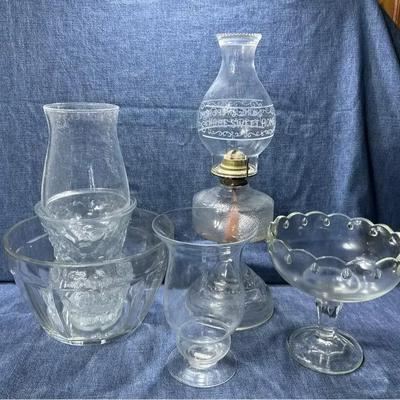 Vintage Clear Glass Oil Lamp International Silver Company
