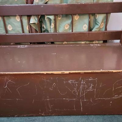 Toy Figurine Assortment And Wooden Toy Box/Bench