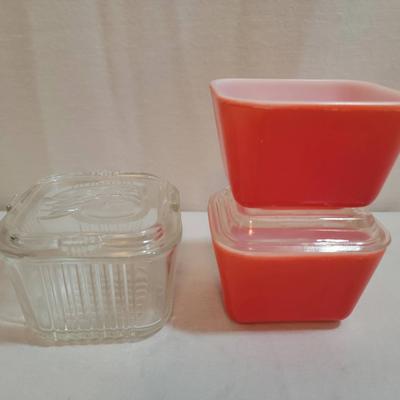 Vintage Pyrex And Indiana Glass Refrigerator Dishes