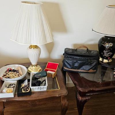 Jewelry, camcorder, lamps, tables