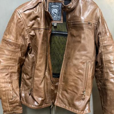 Roland Sands Designs/Signature Collection Men's Distressed Brown Leather Motorcycle Jacket 