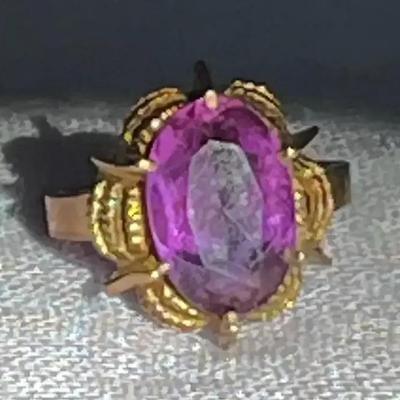 14k YG ring with Purple Stone 