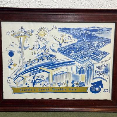 1962 seattle world s fair placemat in frame