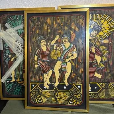 1979 igorot batik cloth paintings three total