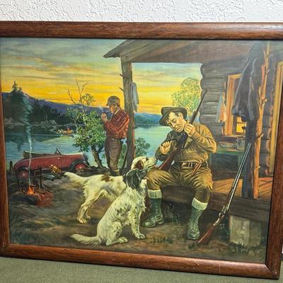 Print hunter and his dogs by the american artist joseph francis kernan