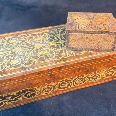 Antique trinket box inlaid glove box