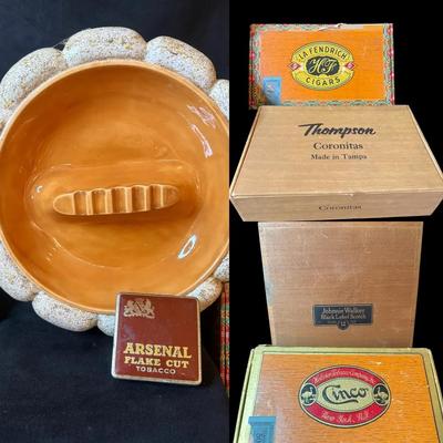 Arsenal tobacco tin cigar boxes mcm ceramic ashtray