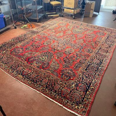 Hand knotted persian sarouk wool rug